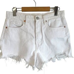 Blank NYC White The Reeve Ultra Hi-Rise Frayed Hem Jean Shorts Size 27